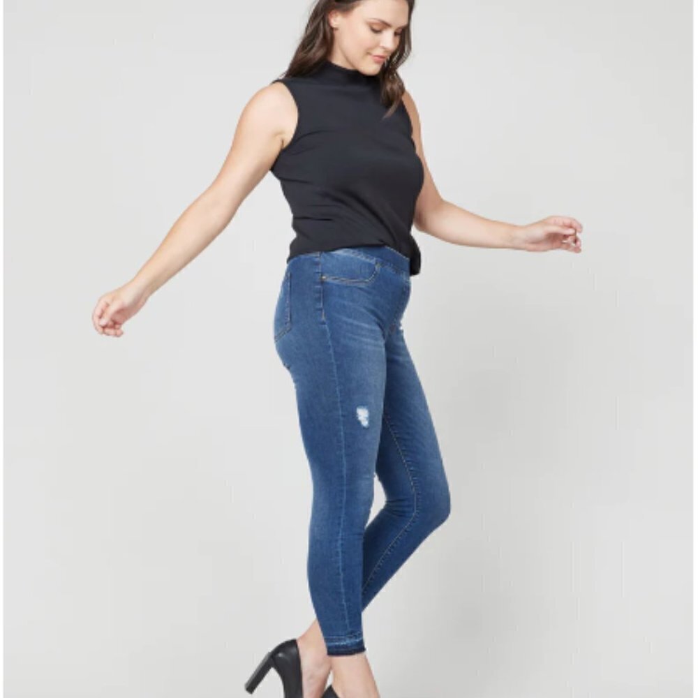 SPANX Distressed Ankle Skinny Jeans Medium Wash Tall